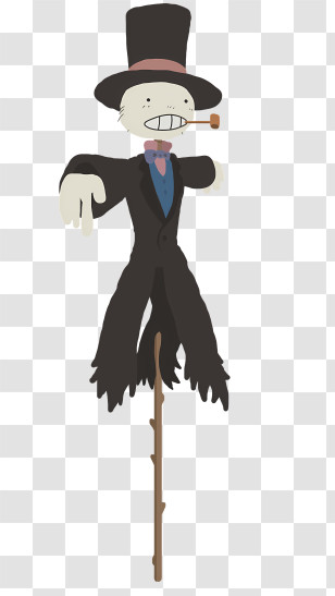 Ghibli Cartoon - Rustic Scarecrow With Hat And Pipe Transparent PNG