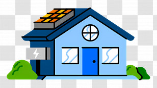 Solar Powered Home - Cartoon House With Solar Panels Transparent PNG