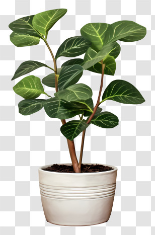 Indoor Plant - Fiddle Leaf Fig Plant In A White Pot Transparent PNG
