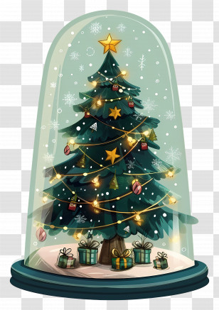Christmas Tree - Christmas Tree In Glass Dome With Festive Lights Transparent PNG