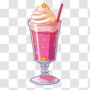 Pink Milkshake - Delicious Pink Milkshake With Whipped Cream Transparent PNG