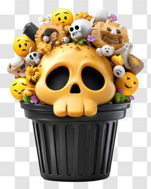 Halloween Skull Trash - Halloween Skull Flower Pot Transparent PNG