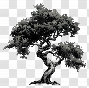Tree - Stylized Black And White Tree Transparent PNG