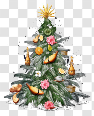 Christmas Tree - Festive Christmas Tree With Ornaments Transparent PNG