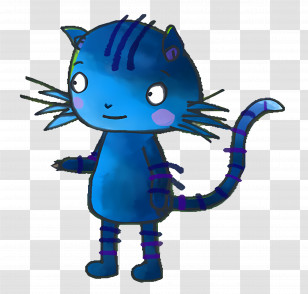 Cartoon Character - Blue Cartoon Cat Transparent PNG