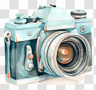 Camera - Vintage Watercolor Camera Illustration Transparent PNG