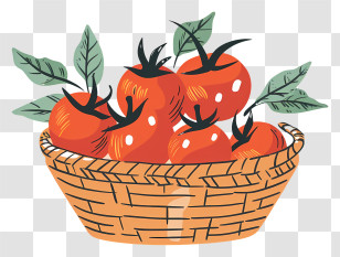 Cherry Tomato - Basket Of Fresh Red Tomatoes Transparent PNG