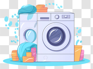 Washing Machine - Washing Machine With Laundry Detergents And Bubbles Transparent PNG