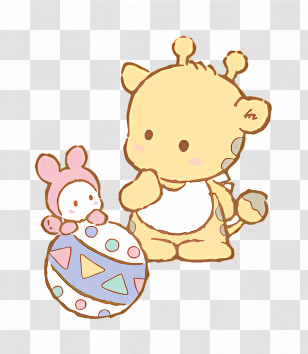 Paupipo - Cute Giraffe Cartoon With Toy Ball Transparent PNG