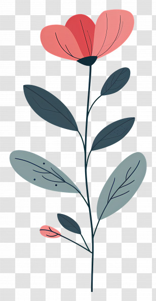 Flower Stem - Minimalistic Floral Illustration Transparent PNG