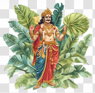 Lord Rama - Hindu Deity With Leaves Transparent PNG