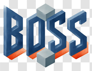 Boss - Bold Blue 3D BOSS Wordmark Transparent PNG