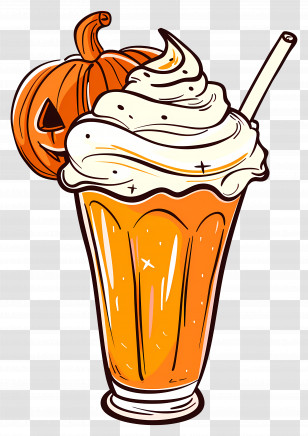 Halloween Milkshake - Pumpkin Milkshake With Whipped Cream Transparent PNG
