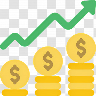 Stock Market - Coins With Growth Arrow For Financial Success Transparent PNG
