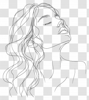 Timeless Elegance - Woman Line Art Illustration Transparent PNG