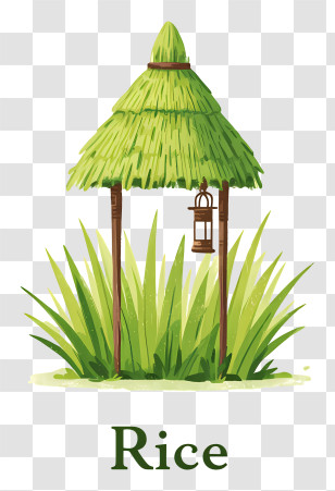 Rice Logo - Rice Hut With Green Roof Transparent PNG