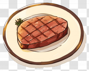 Steak - Grilled Steak On Plate Transparent PNG