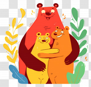Bear Family - Adorable Bear Family Hugging Illustration Transparent PNG