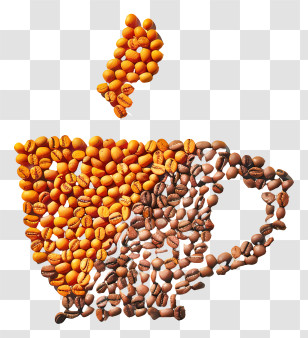 Coffee Beans Cup - Coffee Cup Illustration Made Of Coffee Beans Transparent PNG