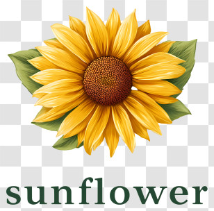 Sunflower Logo - Yellow Sunflower Illustration With Text Transparent PNG