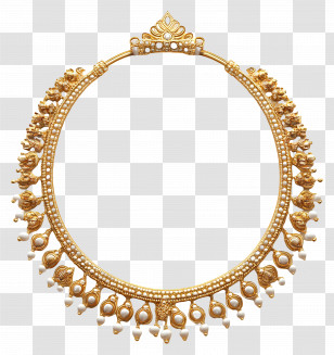 Indian Wedding Frame - Golden Necklace With Intricate Design Transparent PNG