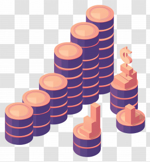 Increasing Money - Stacked Coins Illustration Transparent PNG