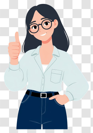 Girl Giving Thumbs Up - Girl With Glasses Giving Thumbs Up Transparent PNG