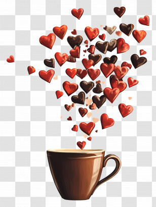 Love From Coffee - Coffee Cup With Floating Hearts Transparent PNG