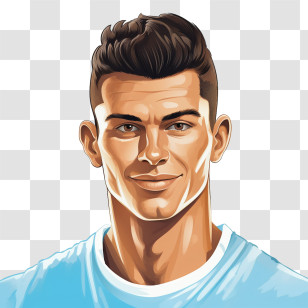 Cristiano Ronaldo - Cartoon Male Portrait With Styled Hair Transparent PNG