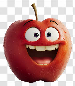 Red Apple - Cute Smiling Cartoon Apple Illustration Transparent PNG