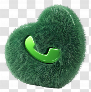 3d Fuzzy Logo - Fuzzy Green Heart With Phone Symbol Transparent PNG
