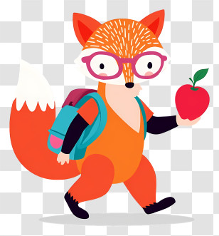 Fox Student - Smart Fox With Apple Transparent PNG