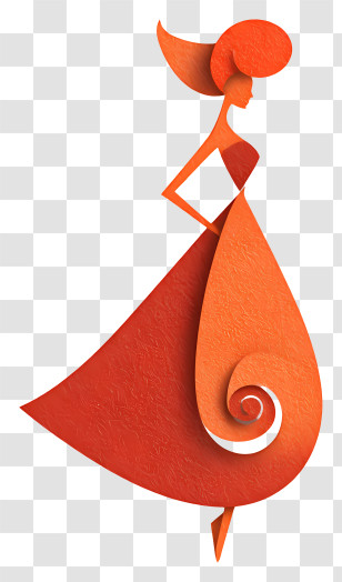 Elegant Swirl Woman - Orange Abstract Figure In Modern Art Style Transparent PNG