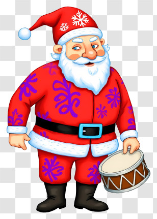 Christmas Santa Claus - Santa Claus Holding A Drum For Christmas Celebration Transparent PNG