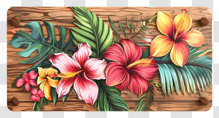 Summer Vacation - Tropical Flowers And Leaves Transparent PNG