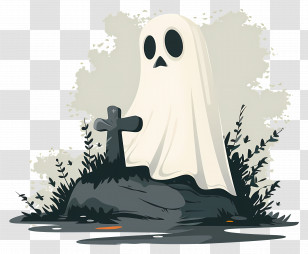 Halloween Ghost Tombstone - Spooky Ghost At Grave Transparent PNG