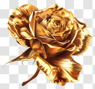 Golden Rose - Golden Rose Artwork In Luxurious Style Transparent PNG