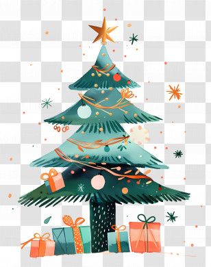 Christmas Tree - Festive Christmas Tree With Gifts Transparent PNG