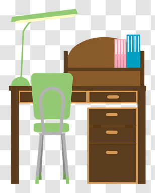 Icon - Wooden Desk And Chair For Workspace Transparent PNG