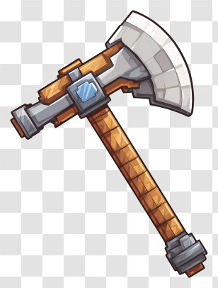 Minecraft Axe - Cartoon Hammer With Wooden Handle Transparent PNG