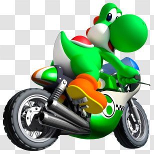 Motorcycle - Yoshi Riding Motorcycle In Mario Kart Transparent PNG