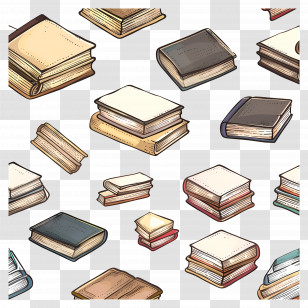 Books Pattern - Illustration Of A Pile Of Books Transparent PNG