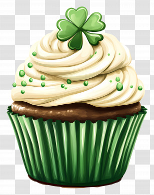 St Patricks Day Cupcake - Green Cupcake With Shamrock Transparent PNG