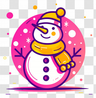 Snowman - Snowman With Scarf And Hat Transparent PNG