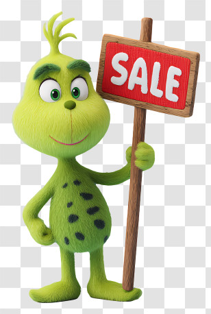 Grinch Holding Sale Sign - Cartoon Grinch With Sale Sign Transparent PNG