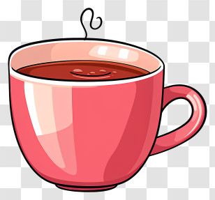 Coffee Cup - Pink Cup With Hot Beverage Illustration Transparent PNG