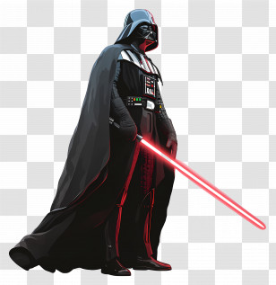 Darth Vader - Dark Armored Sci-Fi Character Holding Red Lightsaber Transparent PNG