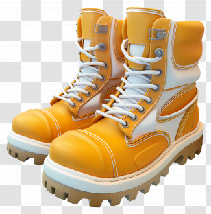 Boots - Stylish Yellow Hiking Boots Transparent PNG