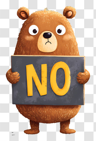 Bear Holding No Sign - Bear Holding NO Sign Transparent PNG