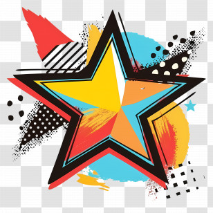 Shining Star - Abstract Colorful Star Design Art Transparent PNG